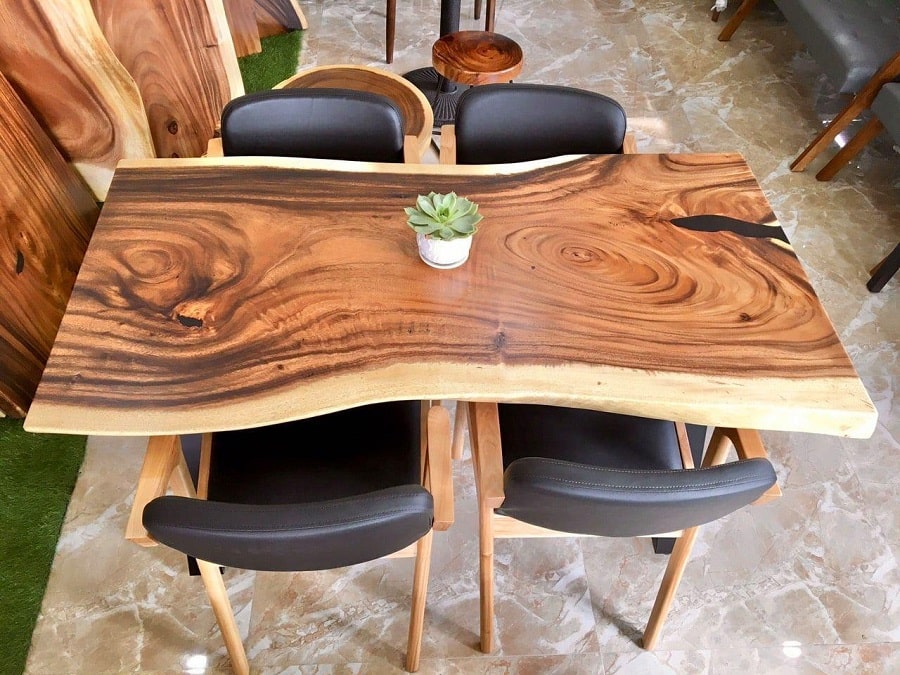 Mẫu bàn ăn gỗ nguyên tấm TS113