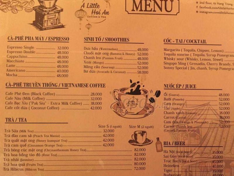 thiết kế menu cafe